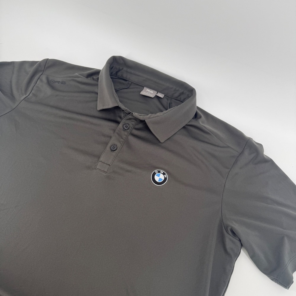 Ping Sensorcool BMW Golf Polo Shirt Mens Large Charcoal Gray Performance Top